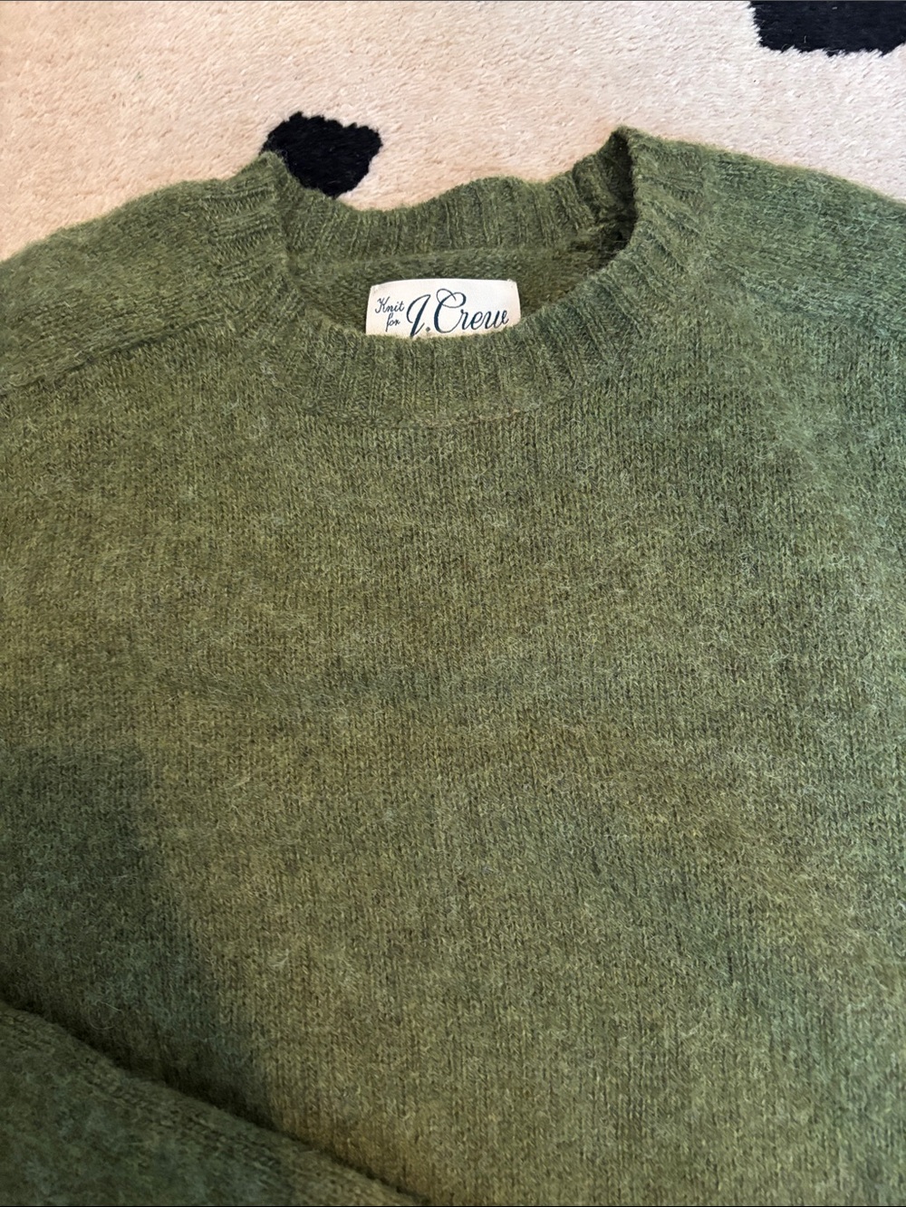 J. Crew Wool Olive Green Crewneck Sweater - Picture 3 of 4